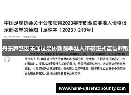 丹东腾跃因未通过足协新赛季准入审核正式宣告解散